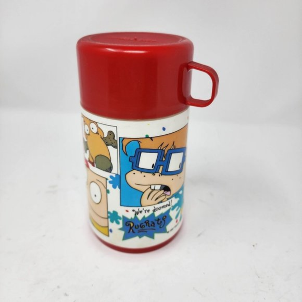Vintage 1997 Nickelodeon RUGRATS Thermos For Aladdin Lunchbox Red Plastic 8oz